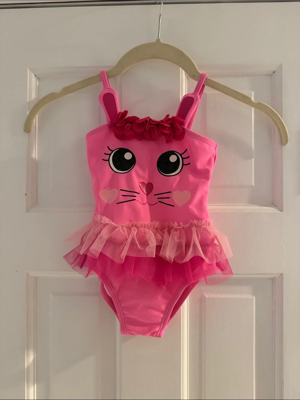 Ingear Pink Ruffled Bunny Face One-Piece Swimsuit